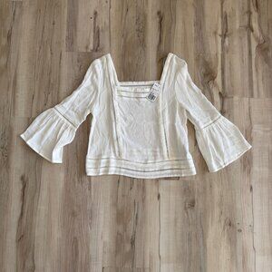 NEW Forever 21 Cream Woven Top, Flare Sleeves, Size Small
